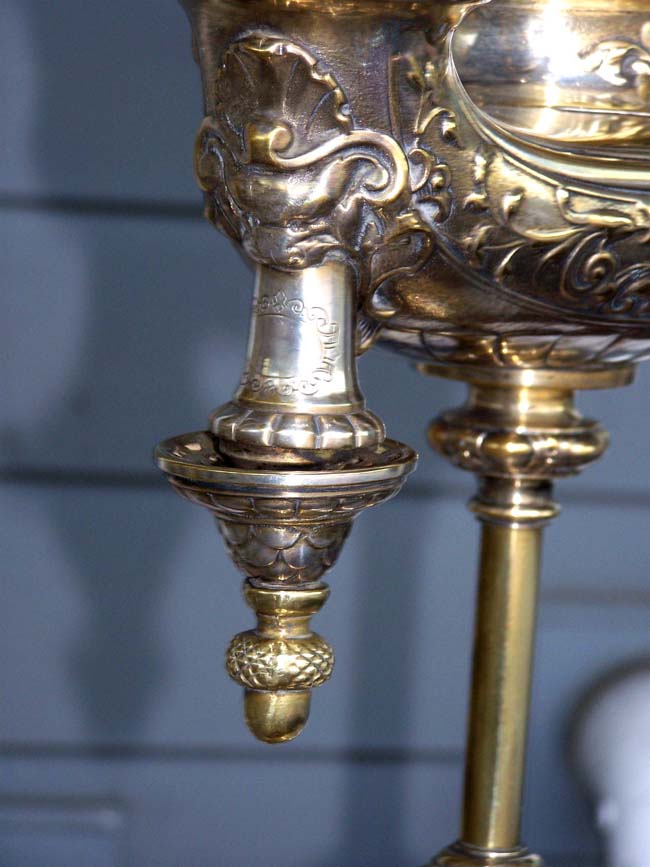 A fine and rare late 19th century silver over brass Harvard style Lamp made in Germany circa 1891 — image 5